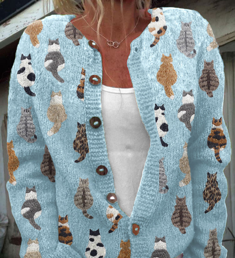 Carlota - Cardigan com Estampa de Gatos