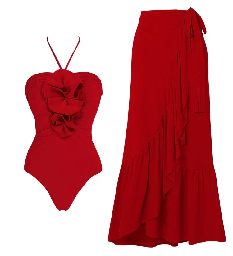 Strappy One-Piece with Removable 3D Floral