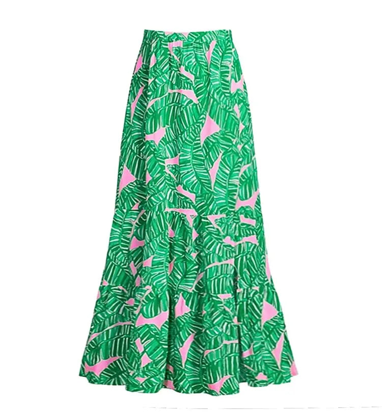 Green Ruffle Print One Piece Swimsuit