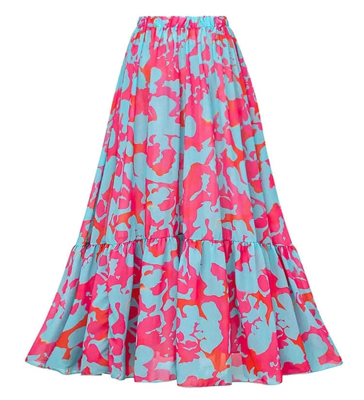 Ruffle Floral High-Waist Bikini Set