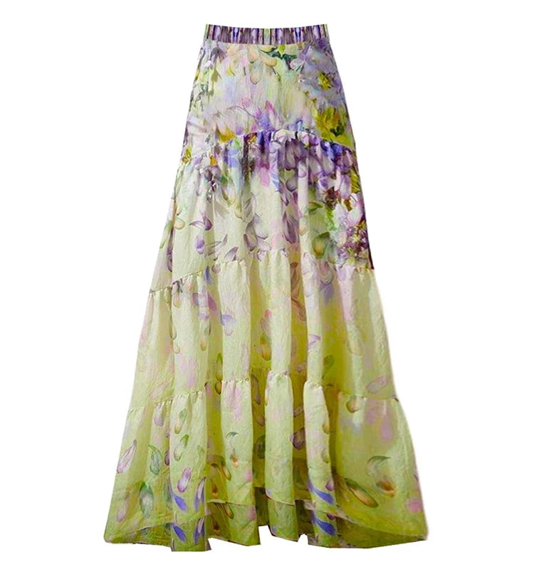 Floral Appliqué Tie-Up Fairy Style Swimsuit