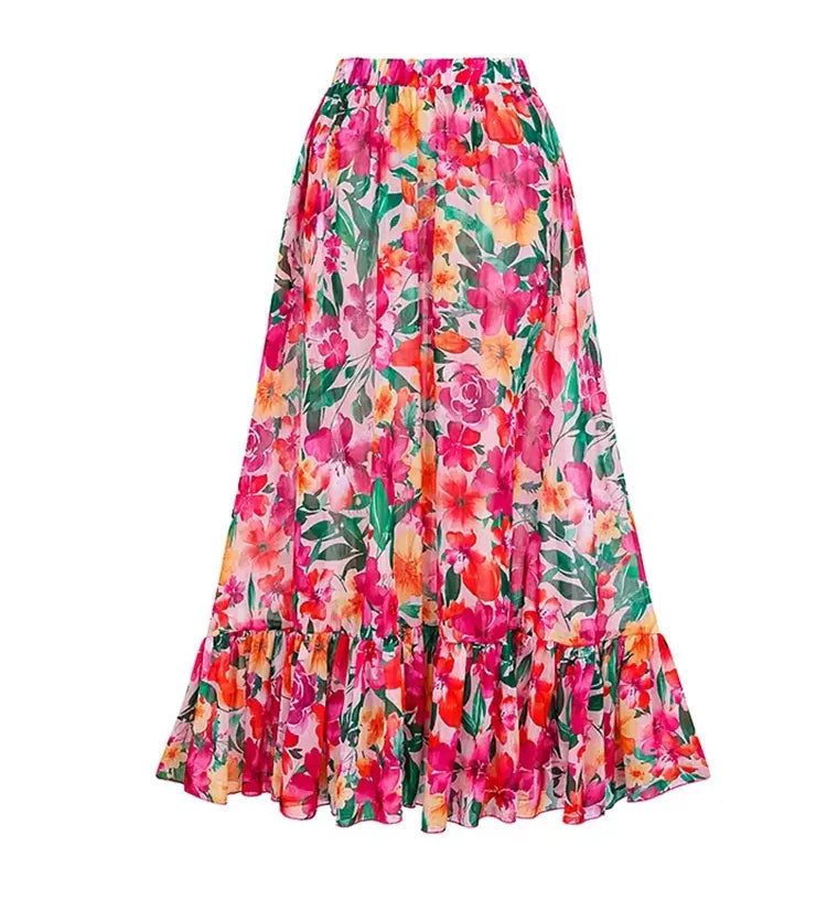 Floral Backless Swimsuit Beach Vacation Set