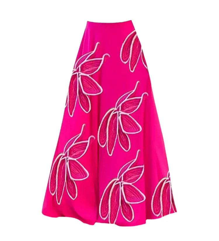 Petal Decor Fluorescent One Piece Swimsuit Set