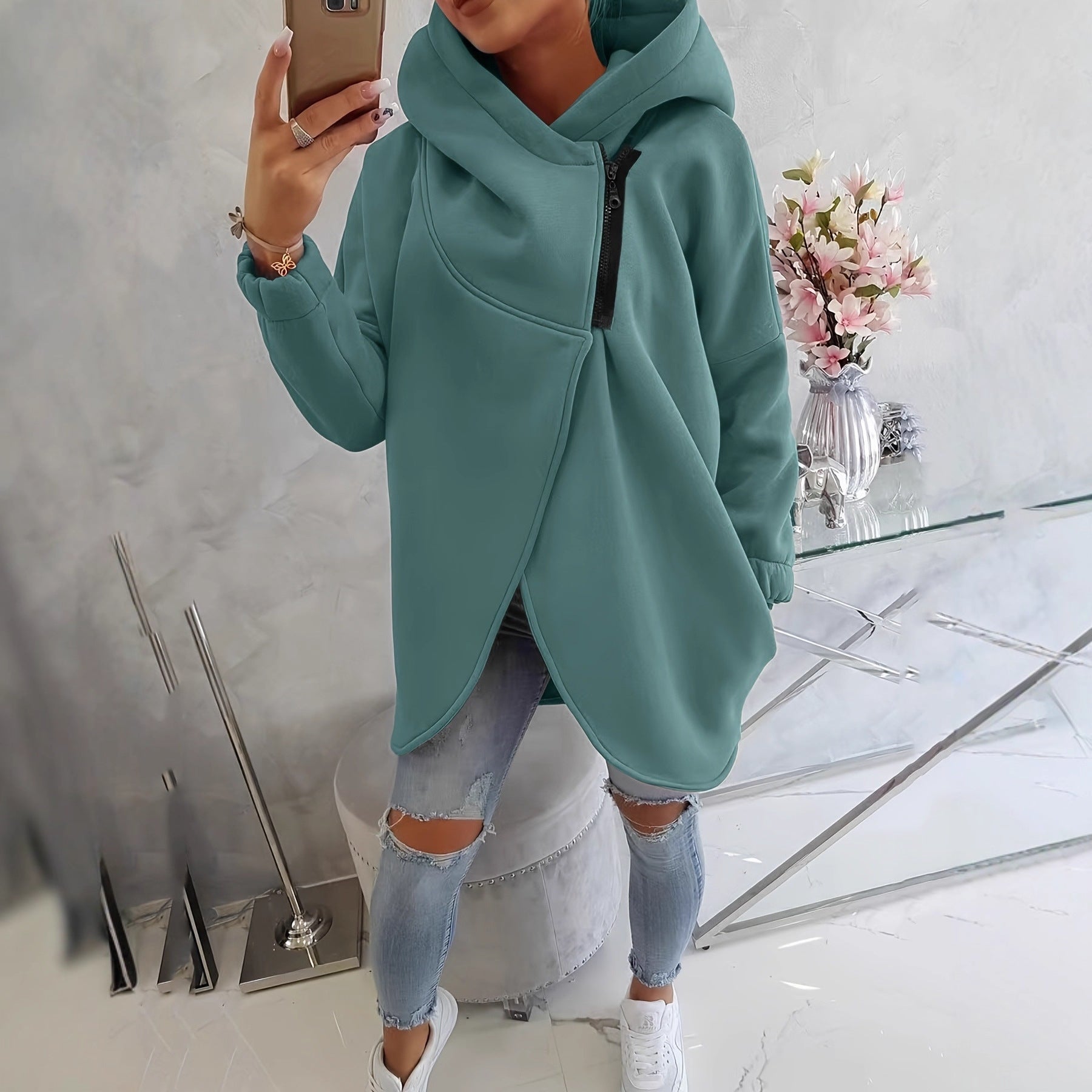 Dorotéia - Hoodie Confortável com Zíper