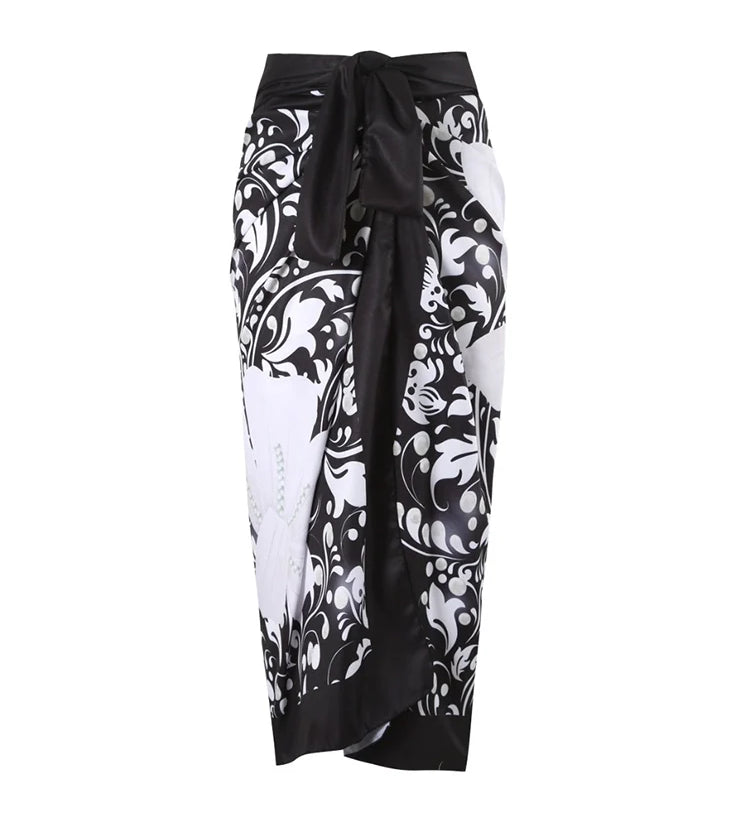 Pearl Floral Black Print Swimsuit Set