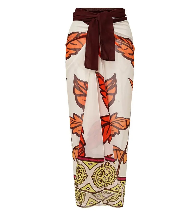 Maple Print Swimsuit Set Trio