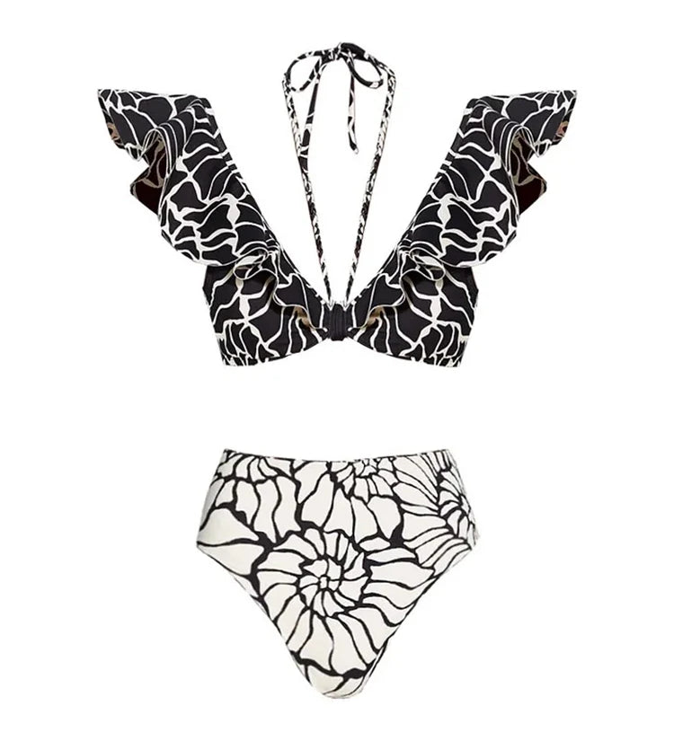Reversible Ruffle Print Bikini Set