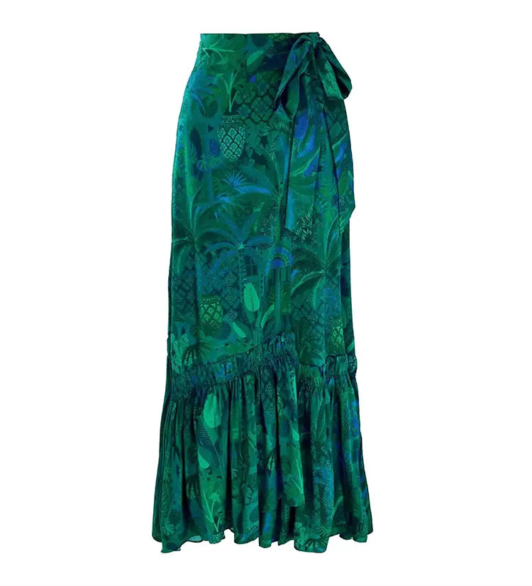 Reversible Green Print High-Waist Bikini Set