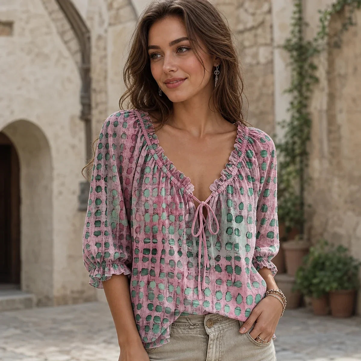 Aurora - Blusa Fluida e Mangas Balão