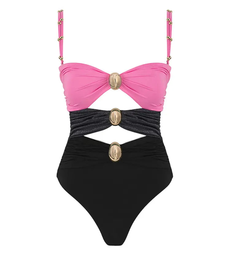Morandi Colorblock High-Waist Swimsuit Set
