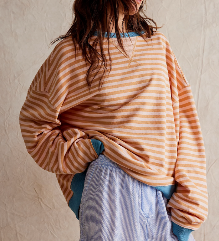 Vera - Camisola Oversized Listrada de Manga Comprida