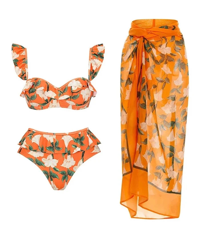 Ruffle Floral Bikini Set