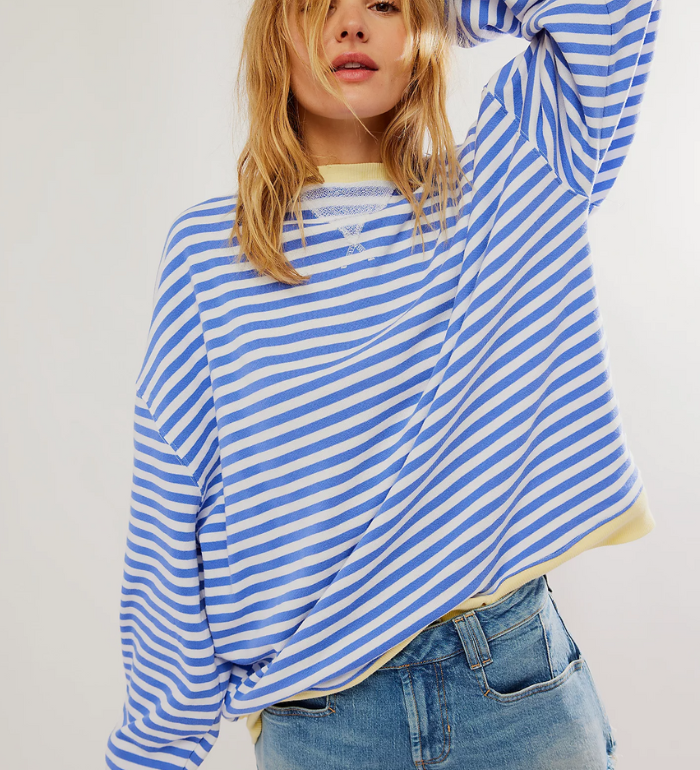 Vera - Camisola Oversized Listrada de Manga Comprida