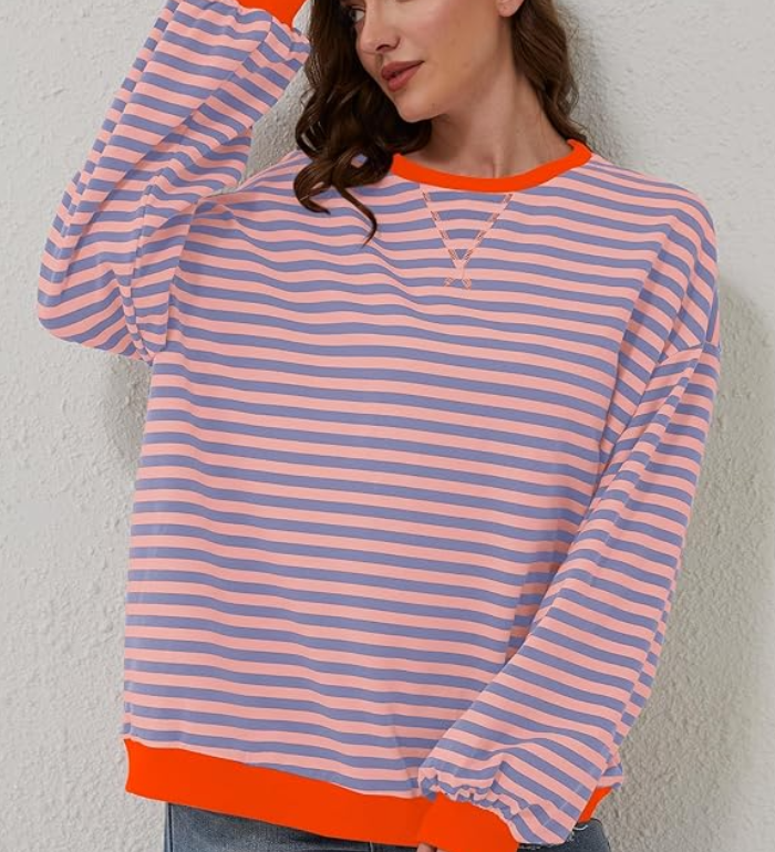 Vera - Camisola Oversized Listrada de Manga Comprida