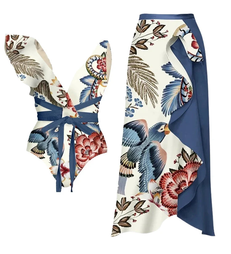 One-Shoulder Toucan Print Monokini