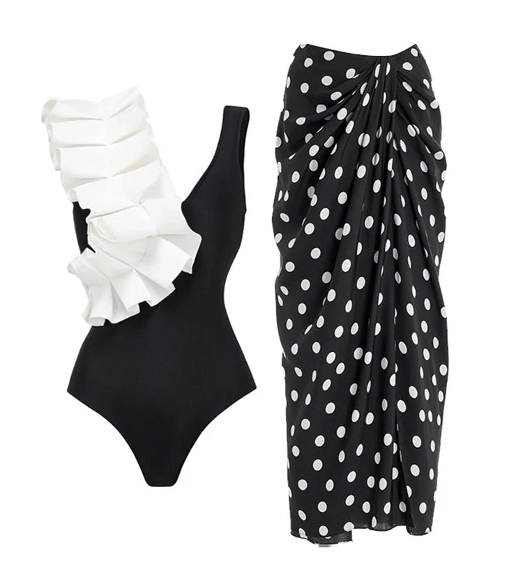 Elegant Polka Dot One-Piece Swimsuit
