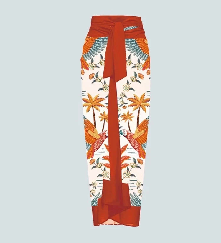 Floral Print One-Piece with 3D Flower Detail