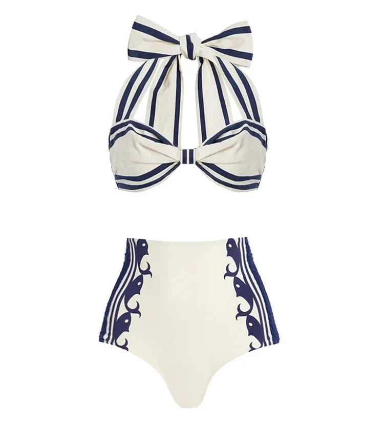 Navy Style Halter Bikini Set