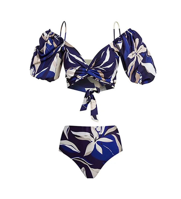 Off-Shoulder Tie-Back Floral Bikini Set
