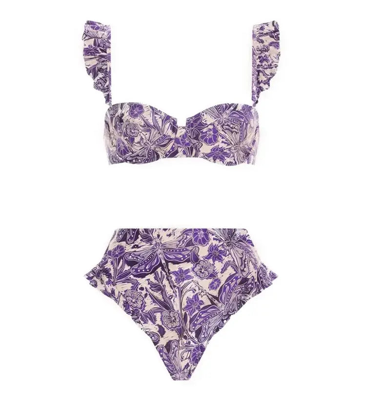 Dragonfly Ruffle Bikini Swimsuit Set