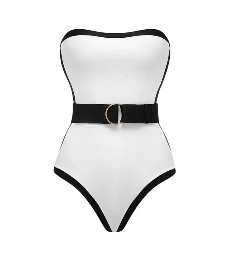 Black White Contrast Luxe Resort Swimsuit