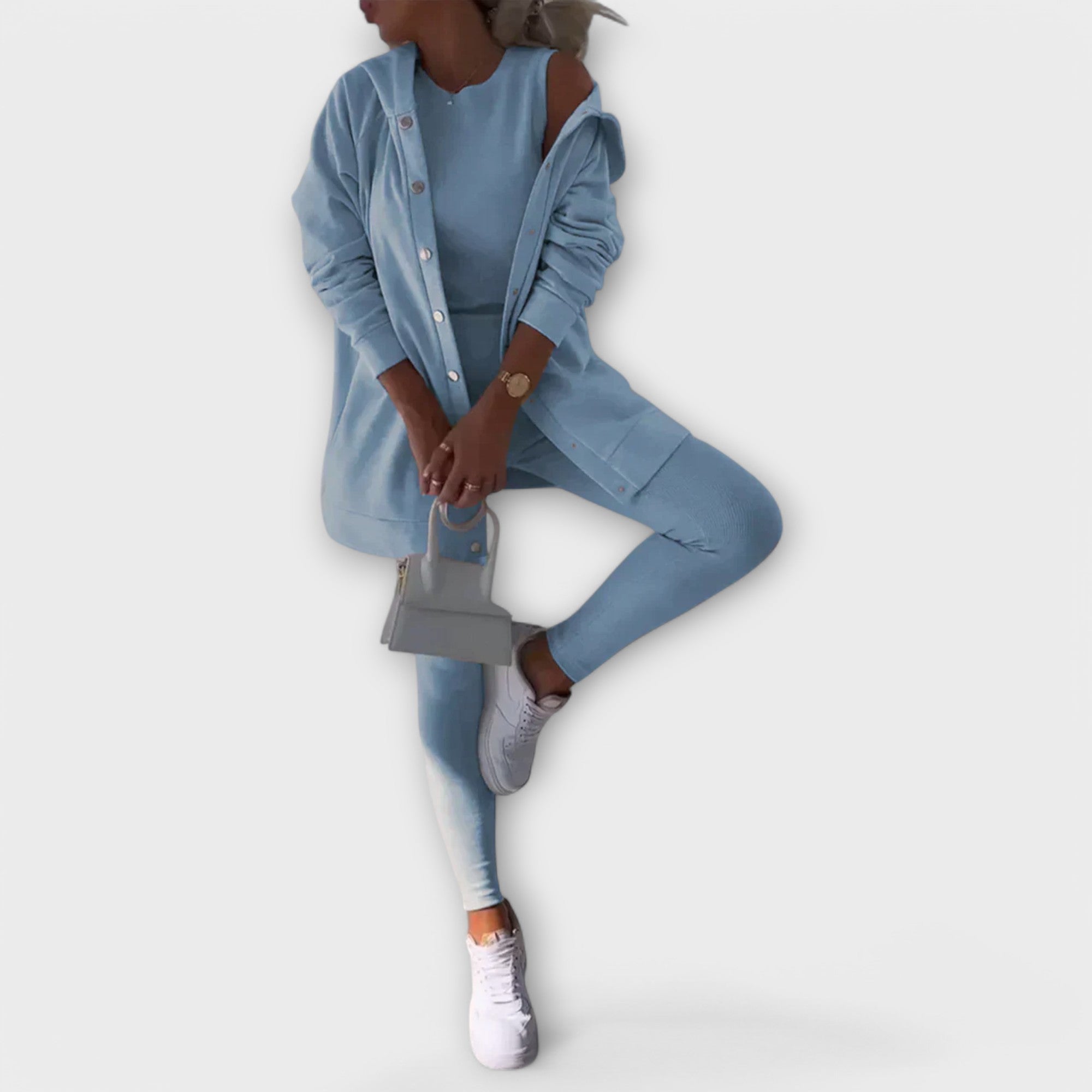 Ella - Conjunto de 3 Peças com Cardigã e Hoodie