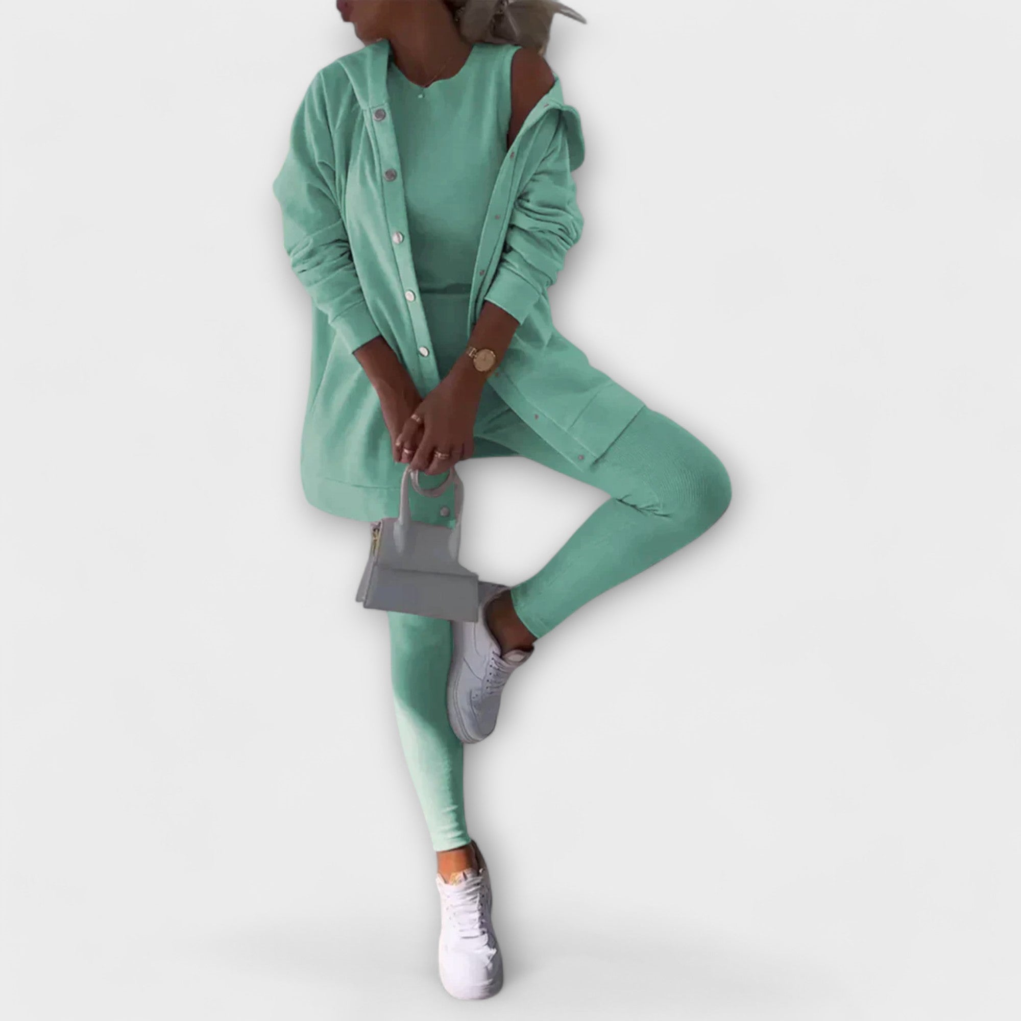 Ella - Conjunto de 3 Peças com Cardigã e Hoodie