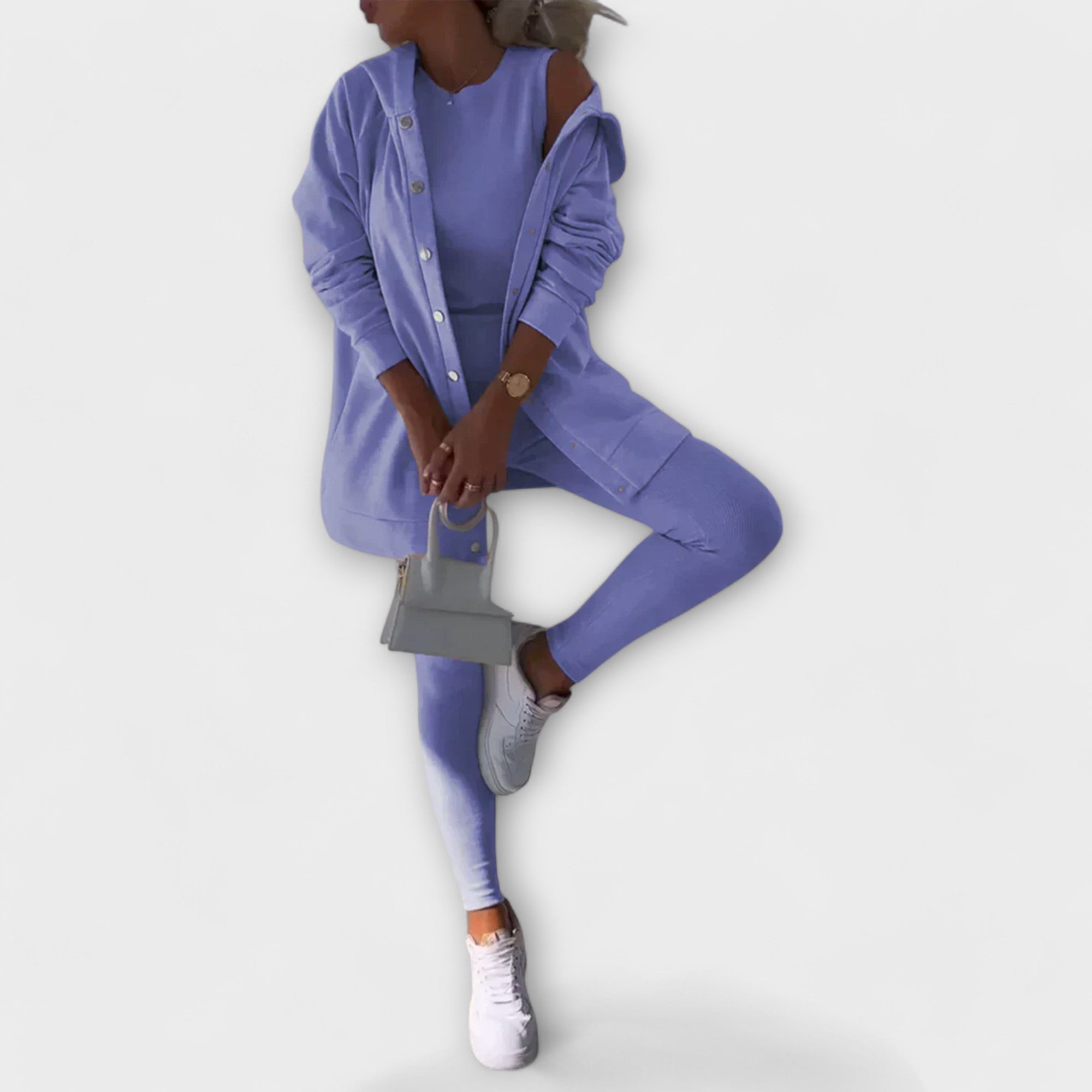 Ella - Conjunto de 3 Peças com Cardigã e Hoodie