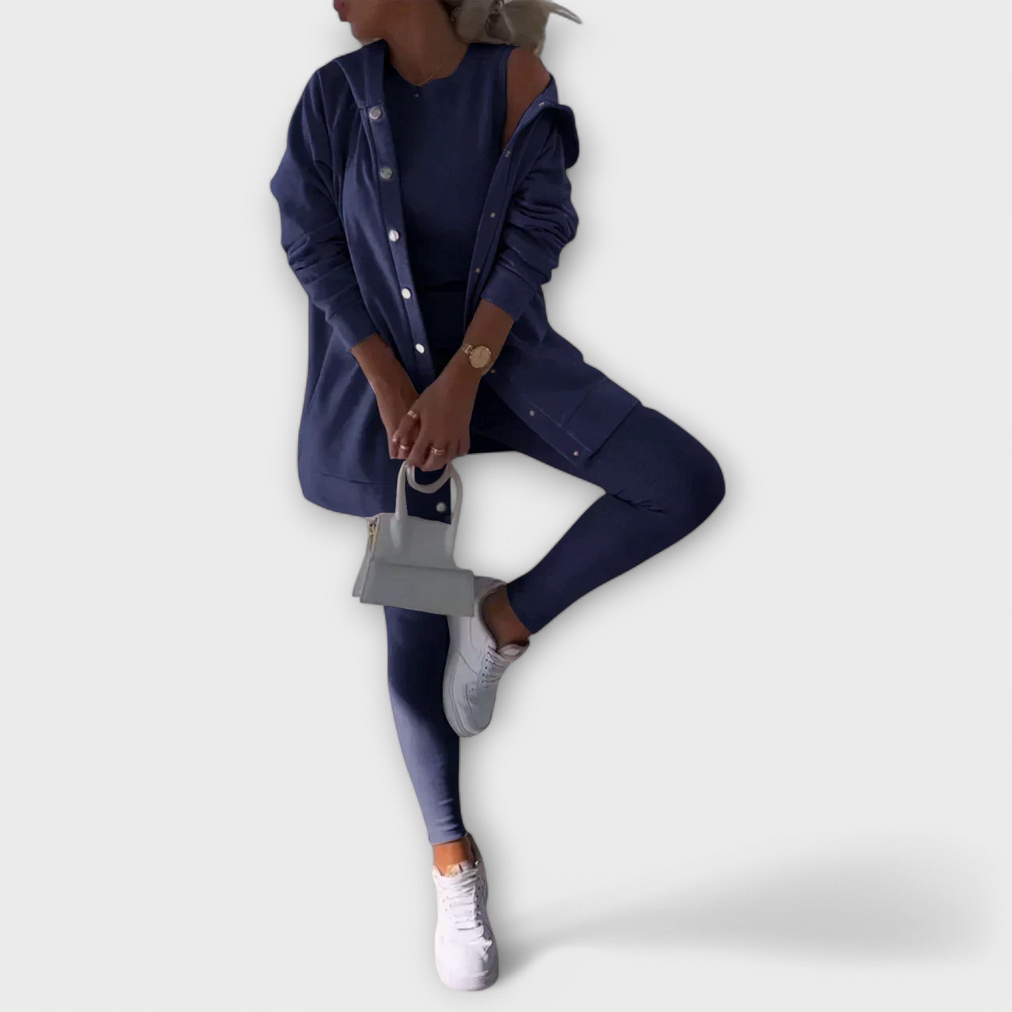 Ella - Conjunto de 3 Peças com Cardigã e Hoodie