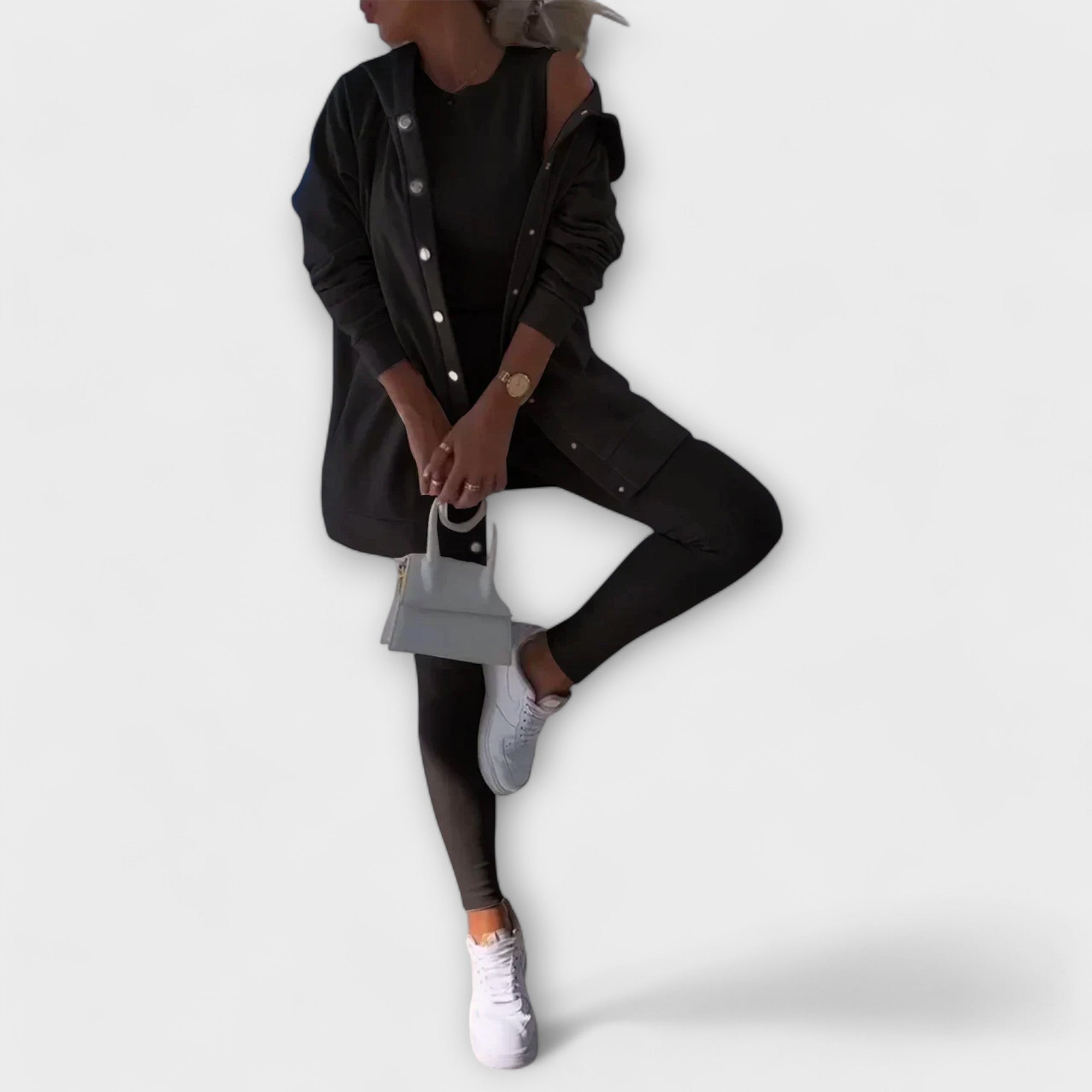 Ella - Conjunto de 3 Peças com Cardigã e Hoodie