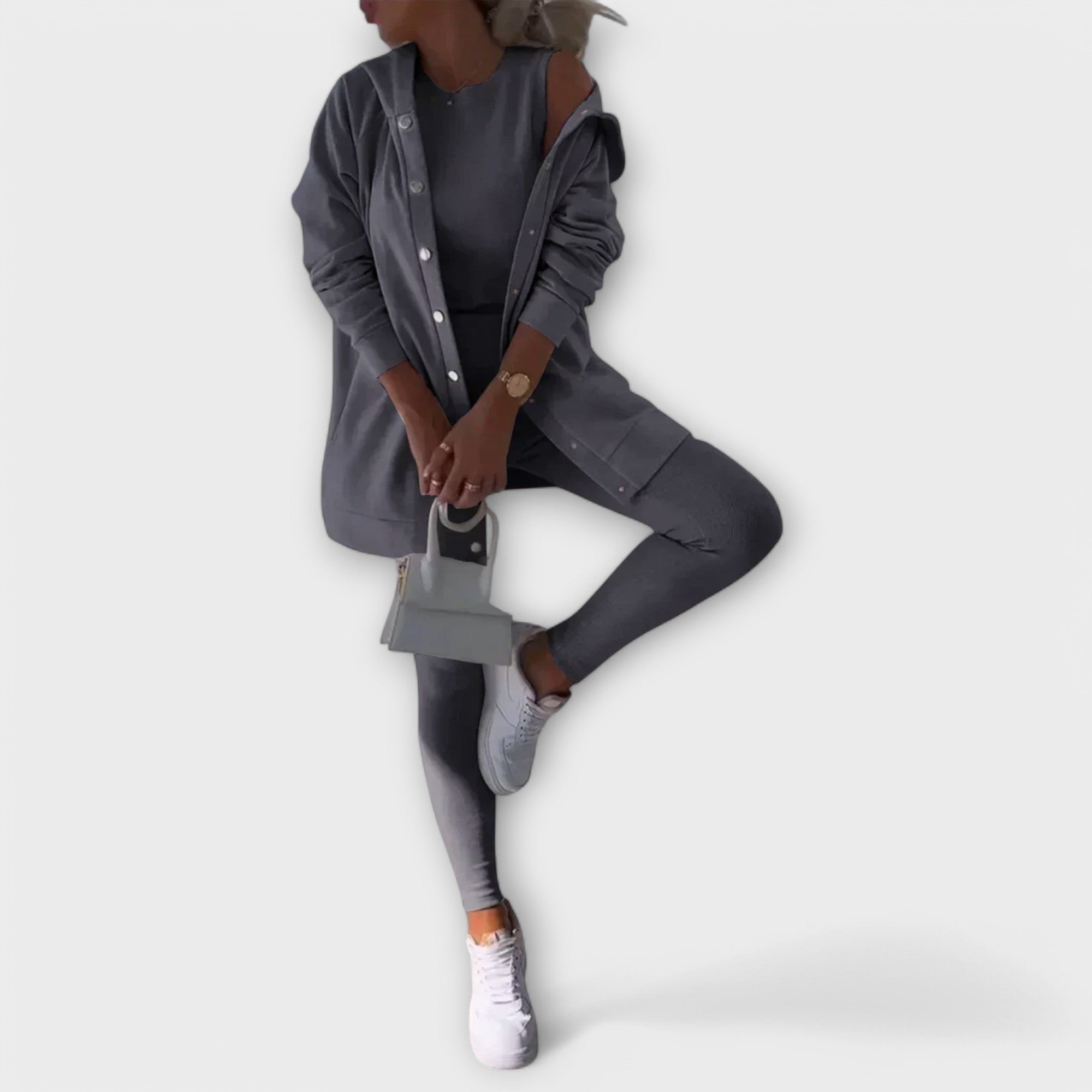 Ella - Conjunto de 3 Peças com Cardigã e Hoodie