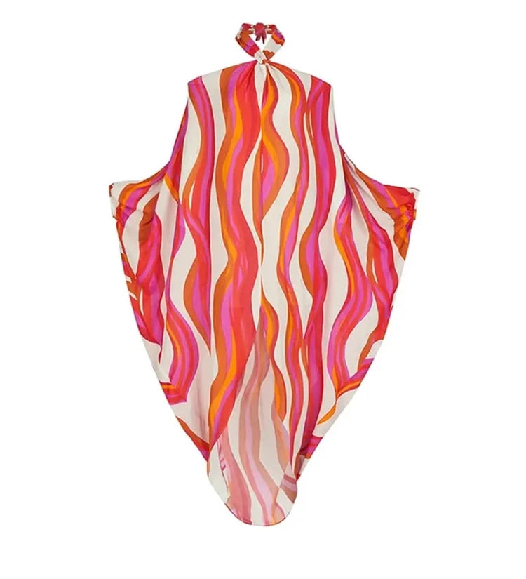 Halter Swimsuit and One Shoulder Bikini