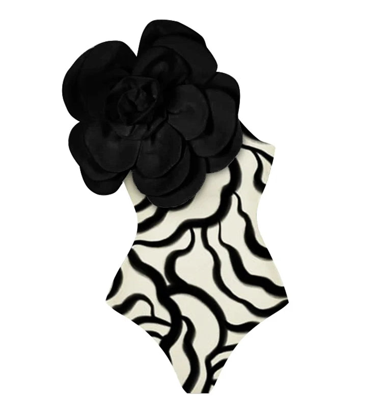 3D Floral One-Piece Swimsuit