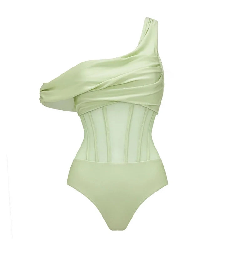 Apple Green Vintage Style Swimsuit Set