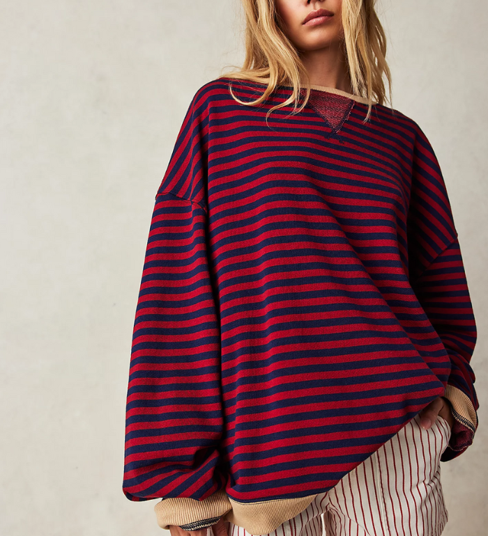 Vera - Camisola Oversized Listrada de Manga Comprida
