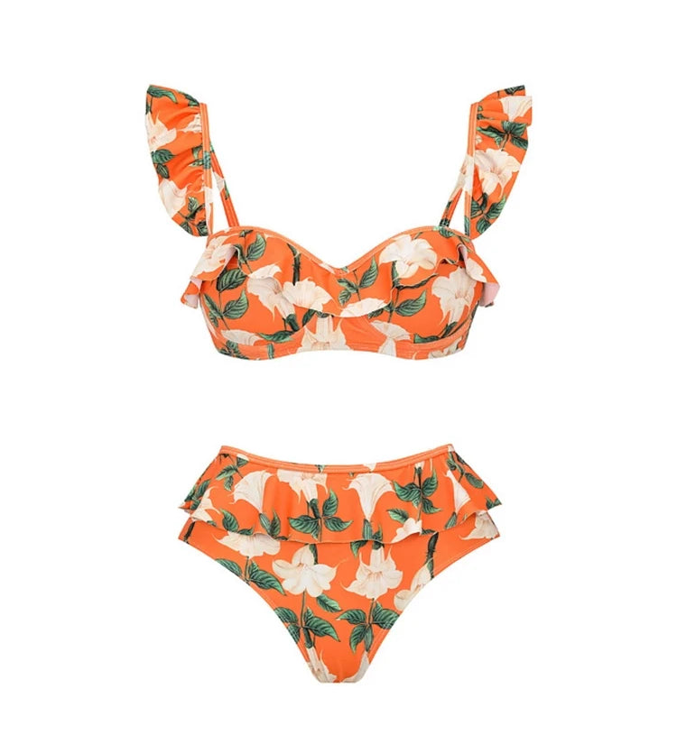 Ruffle Floral Bikini Set