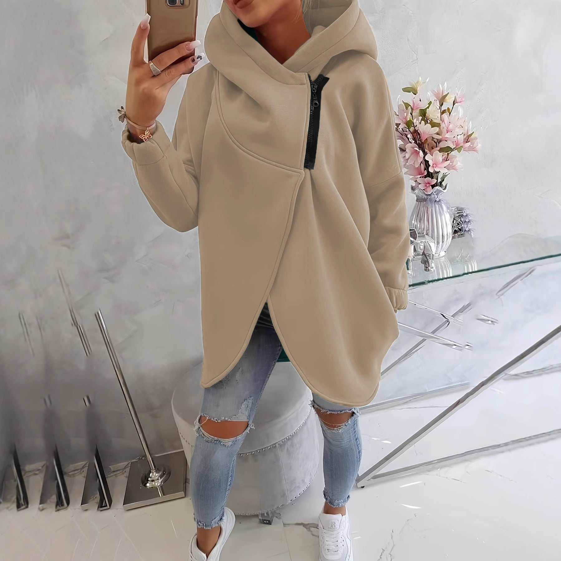 Dorotéia - Hoodie Confortável com Zíper