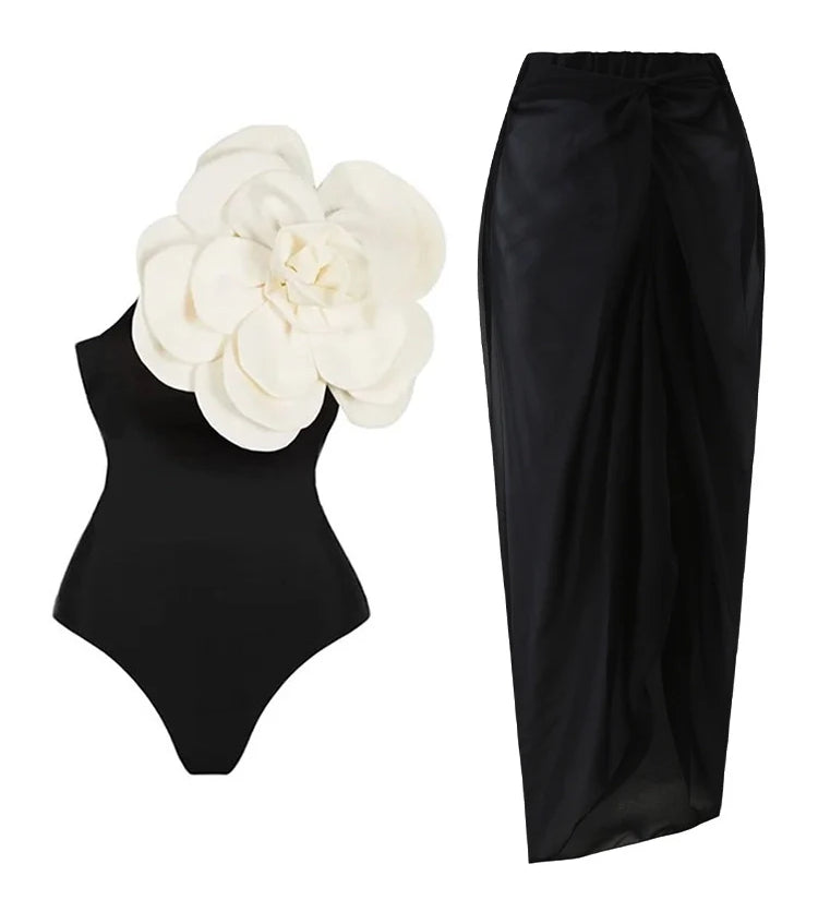3D Floral One-Piece Swimsuit