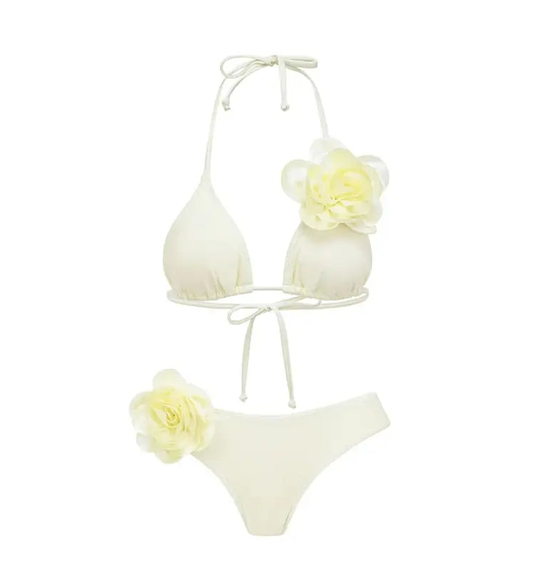 Halter 3D Floral Sexy Bikini Set