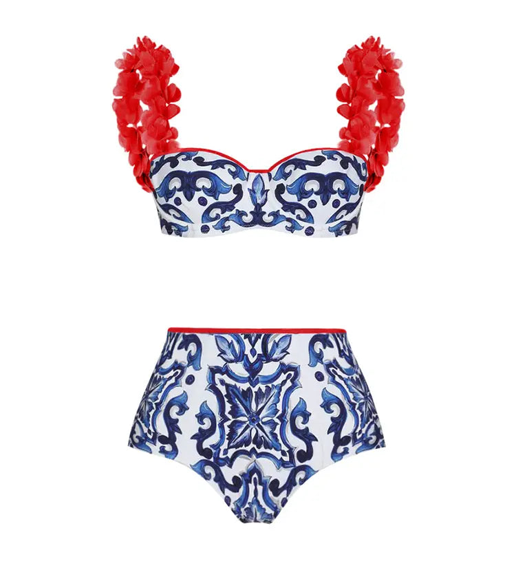 Reversible Contrast Bikini with Appliqué