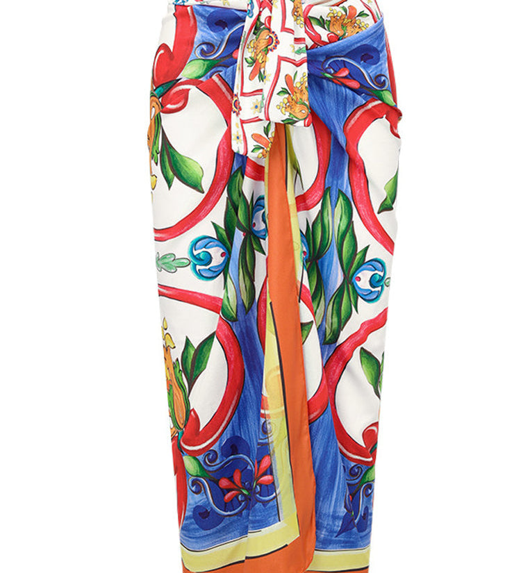 Ruffle Enamel Floral Bikini Swimsuit Set