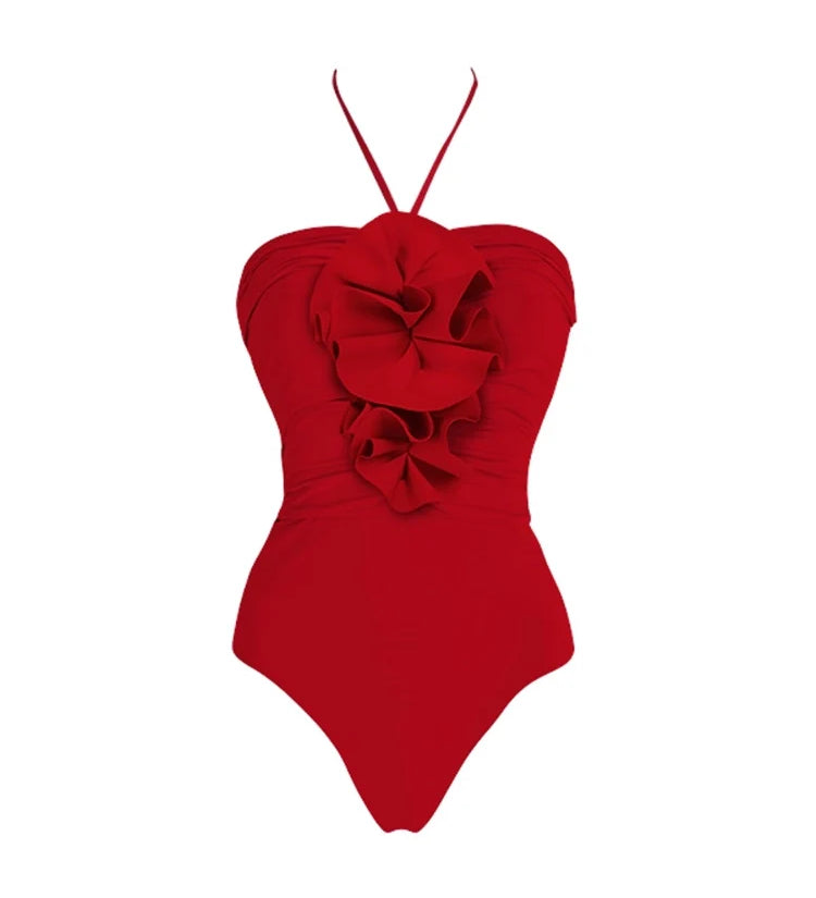 Strappy One-Piece with Removable 3D Floral