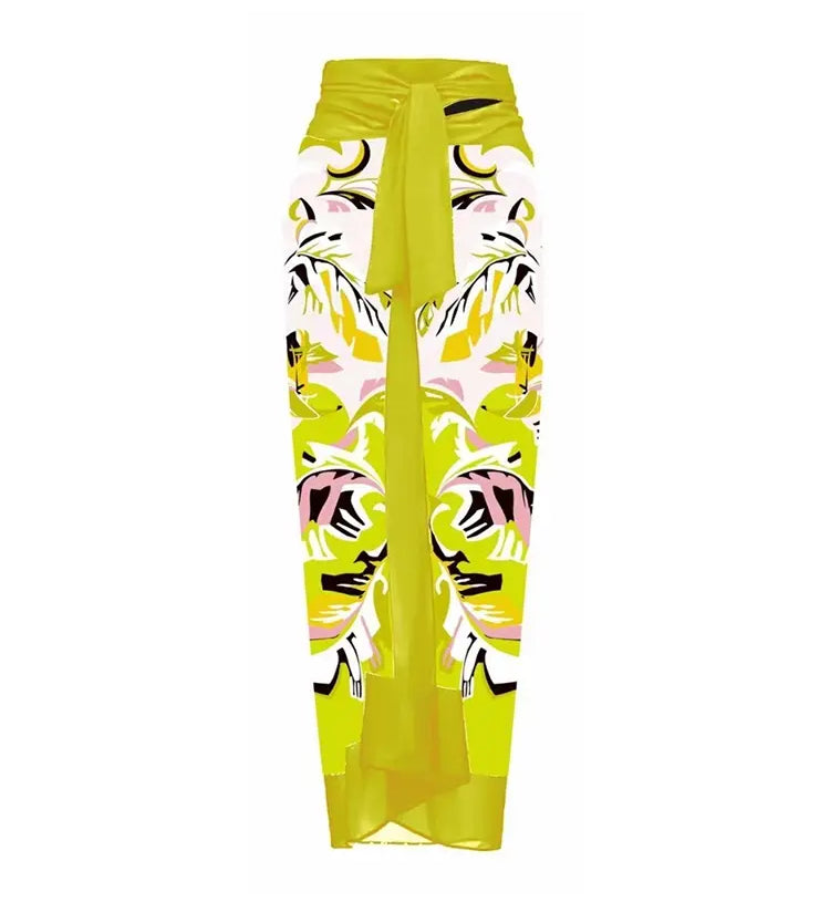 One Shoulder 3D Floral Bust Print Swimsuit