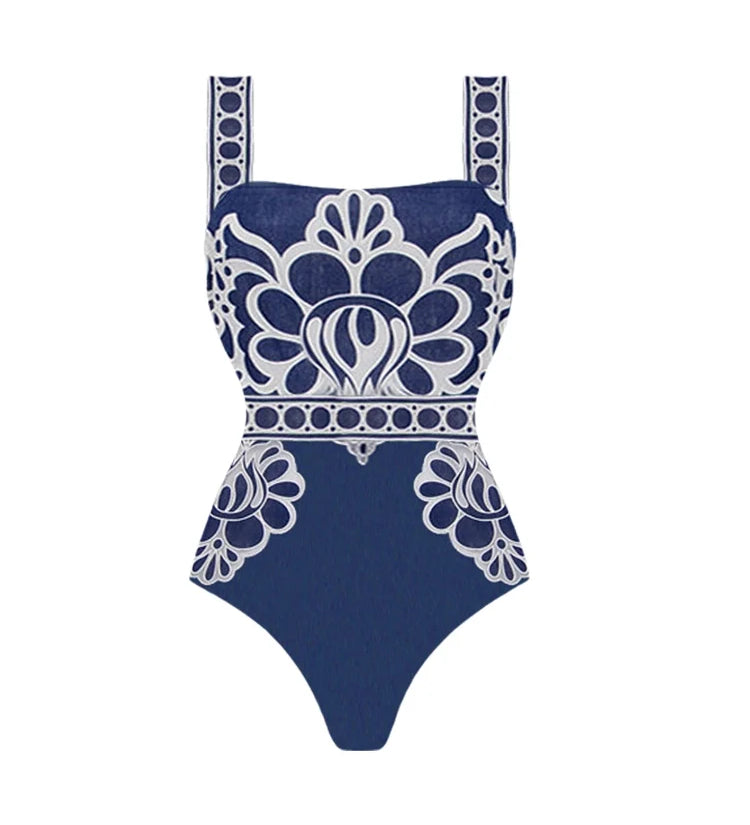 Ethnic Print Swimsuit Set