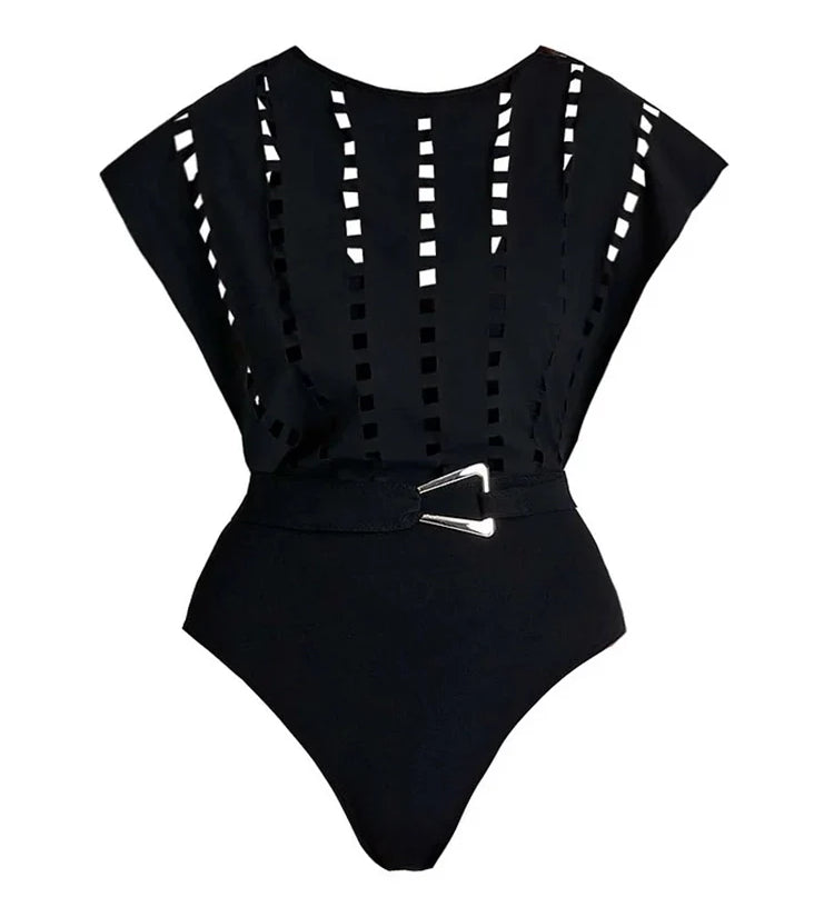 Sexy Cutout Swimsuit with Mini Skirt Set