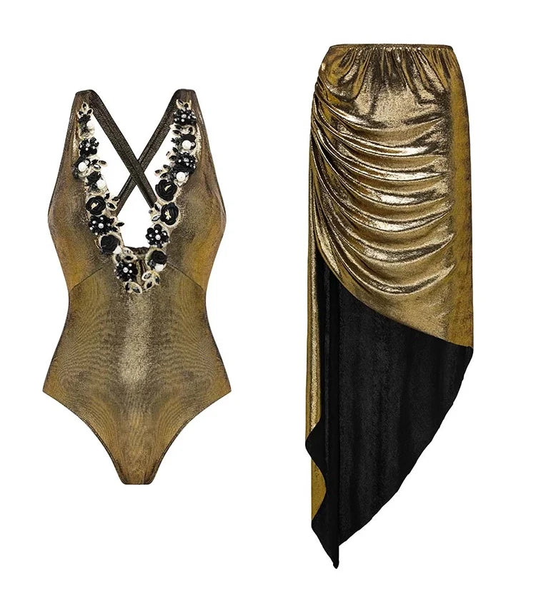 Golden Butterfly Shimmer One-Piece Swimsuit