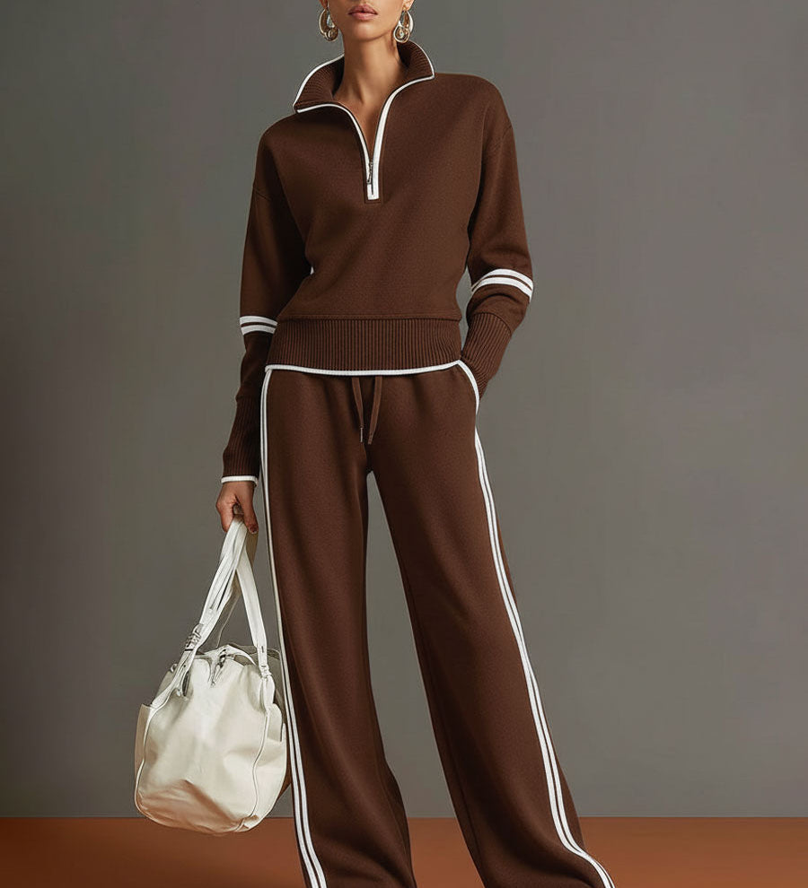 Vera - Conjunto Desportivo Retro com Meio Zíper