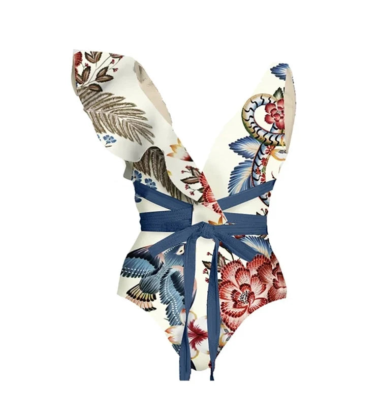 One-Shoulder Toucan Print Monokini
