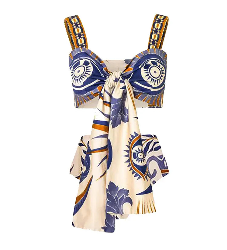 Boho Print Tie-Up Bikini Set