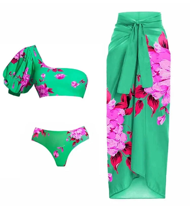 One-Shoulder Printed Bikini Set